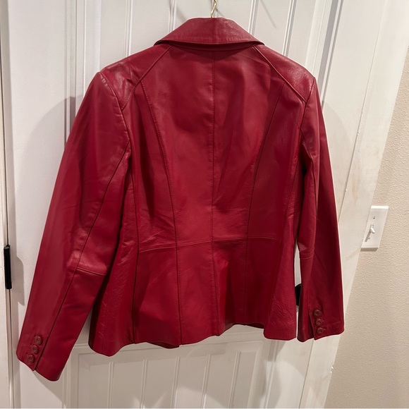 Red Genuine Leather Jacket - Picture 2 of 6